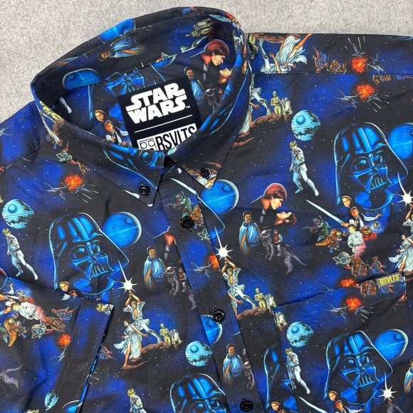 RSVLTS Other - RSVLTS Star Wars "The Trilogy" Shirt Mens M Black Kunuflex Button Down Classic